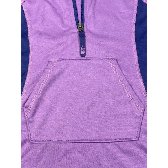 North Face Girls Hoodie 1/2 Zip Jacket XS Purple Color block Front Pocket - Picture 3 of 9